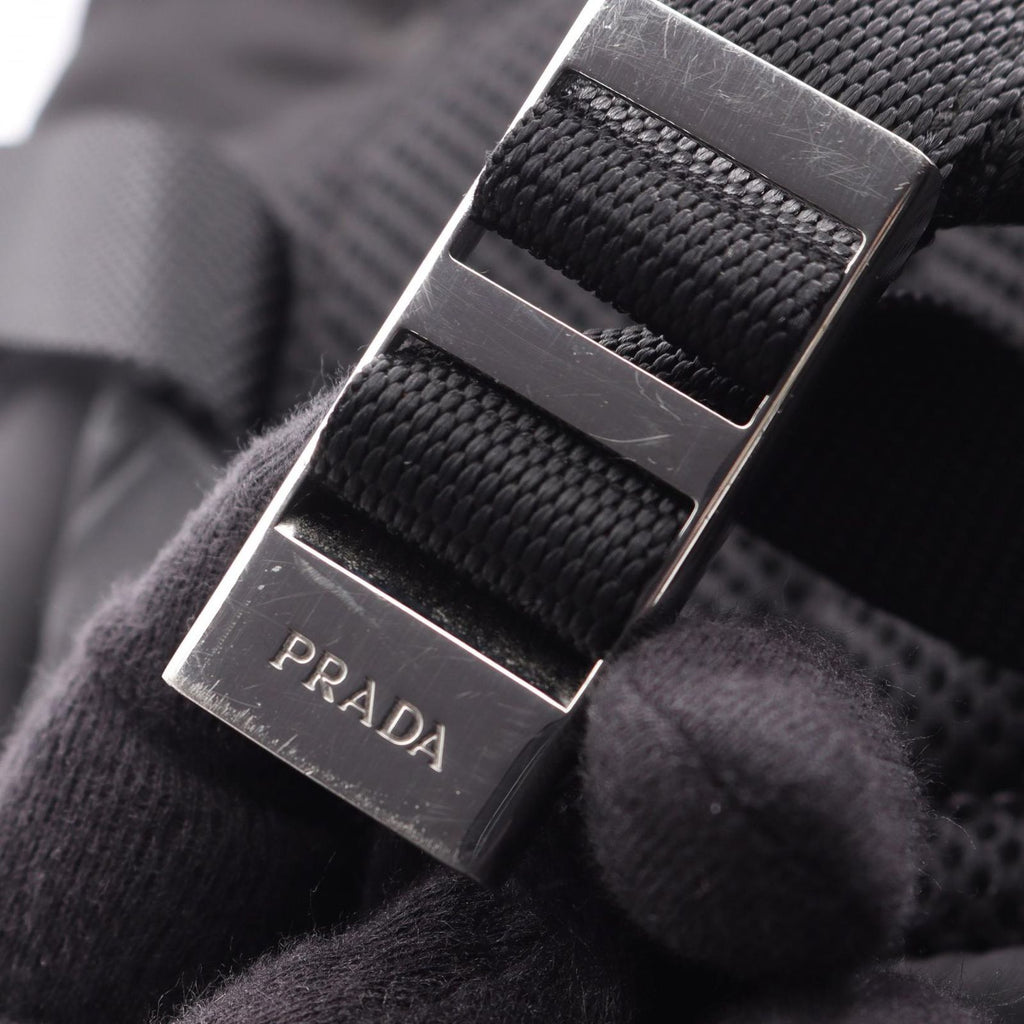 Prada Backpack Triangle Plate Black Nylon Logo Back — view 9
