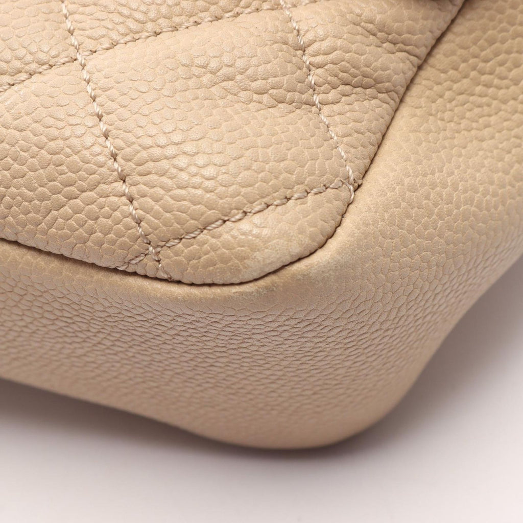 Chanel Shoulder Bag Deca Quilted Single Flap Light Beige Caviar Leather Chain — view 7