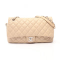 Chanel Shoulder Bag Deca Quilted Single Flap Light Beige Caviar Leather Chain
