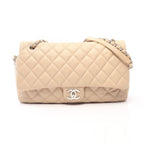 Chanel Shoulder Bag Deca Quilted Single Flap Light Beige Caviar Leather Chain