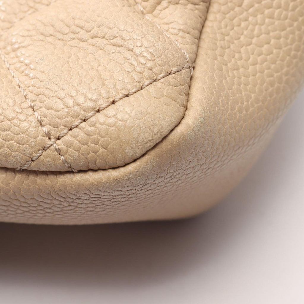 Chanel Shoulder Bag Deca Quilted Single Flap Light Beige Caviar Leather Chain — view 8