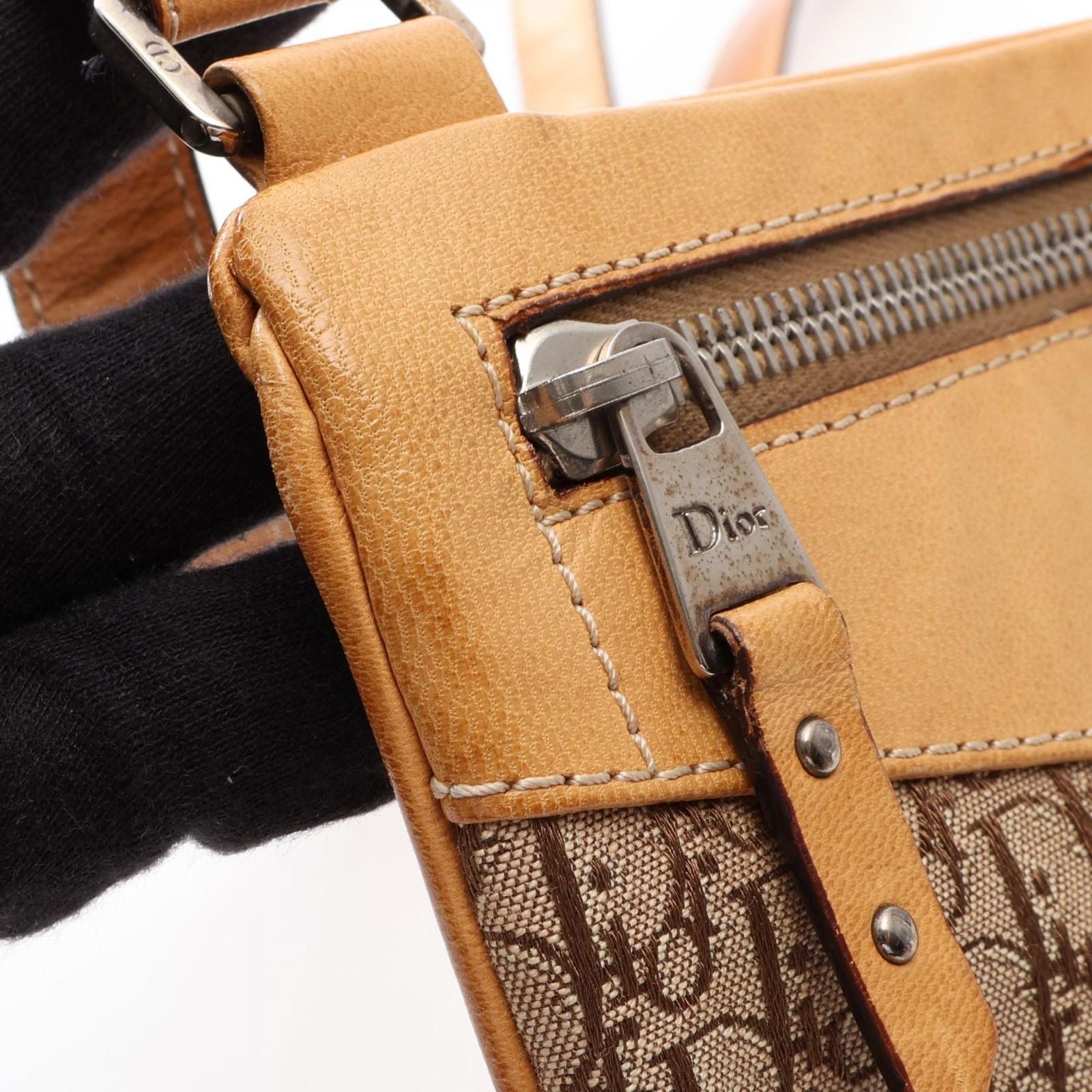 Dior Shoulder Bag Street Chic Trotter Beige Canvas Leather — view 9
