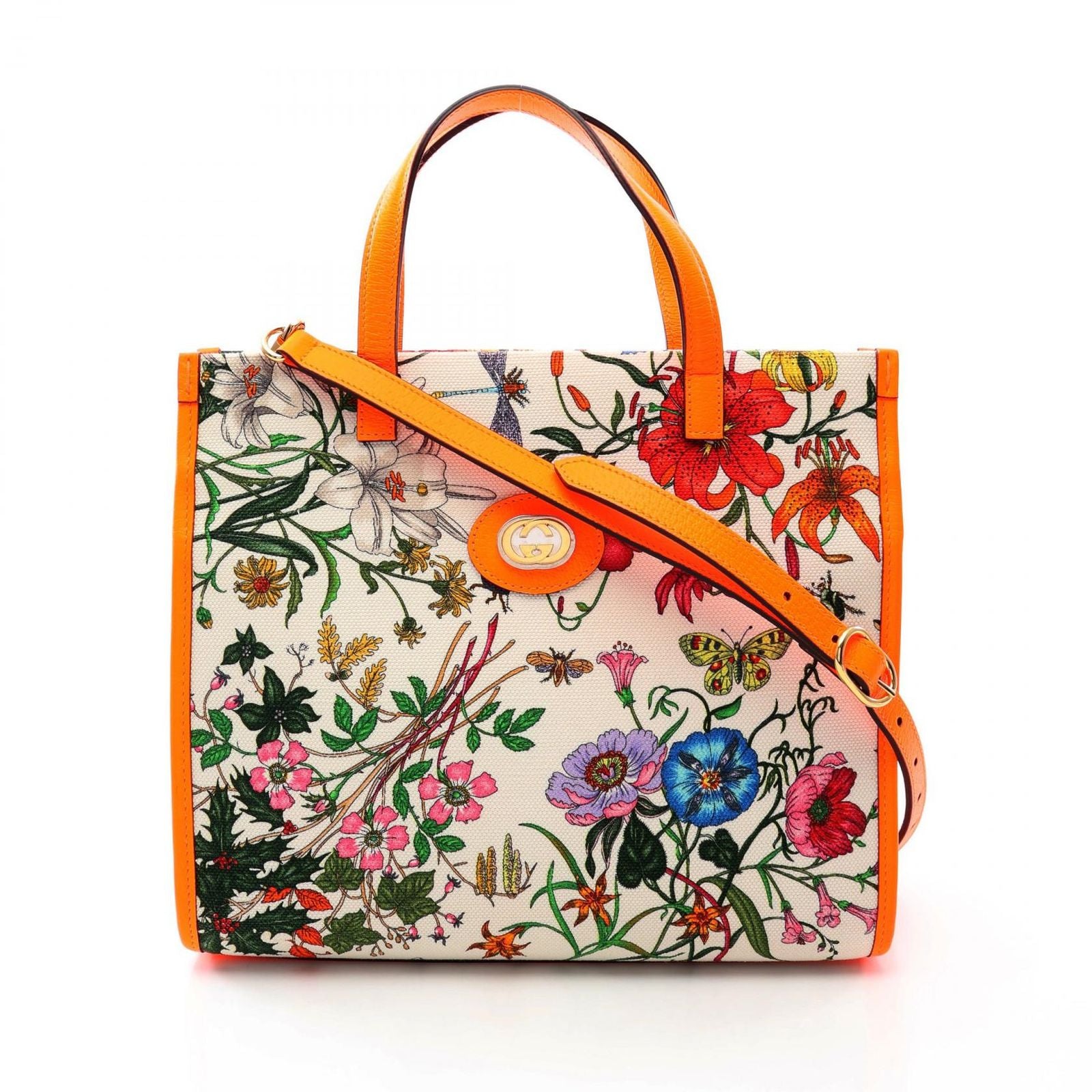 Gucci Handbag Flora Neon Color 2-Way Multi Canvas Leather