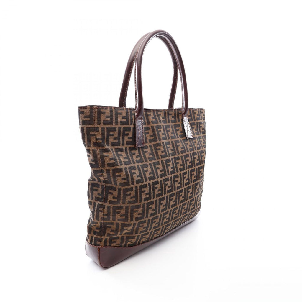 Fendi Tote Zucca Brown Canvas Leather — view 2