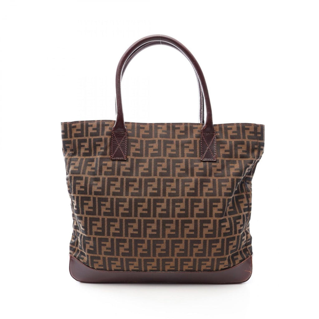 Fendi Tote Zucca Brown Canvas Leather