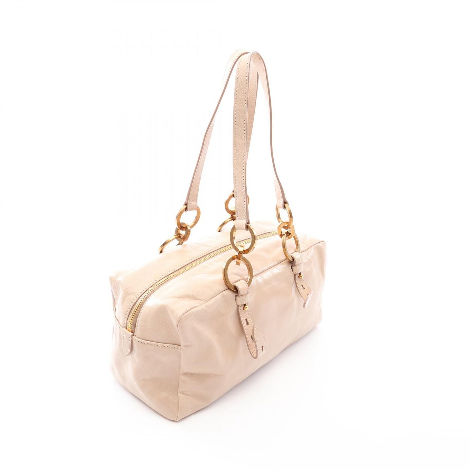 Prada Shoulder Bag Tangle Beige Leather Top Handle — view 2