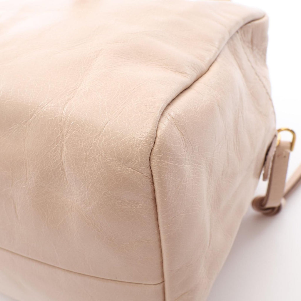 Prada Shoulder Bag Tangle Beige Leather Top Handle — view 7