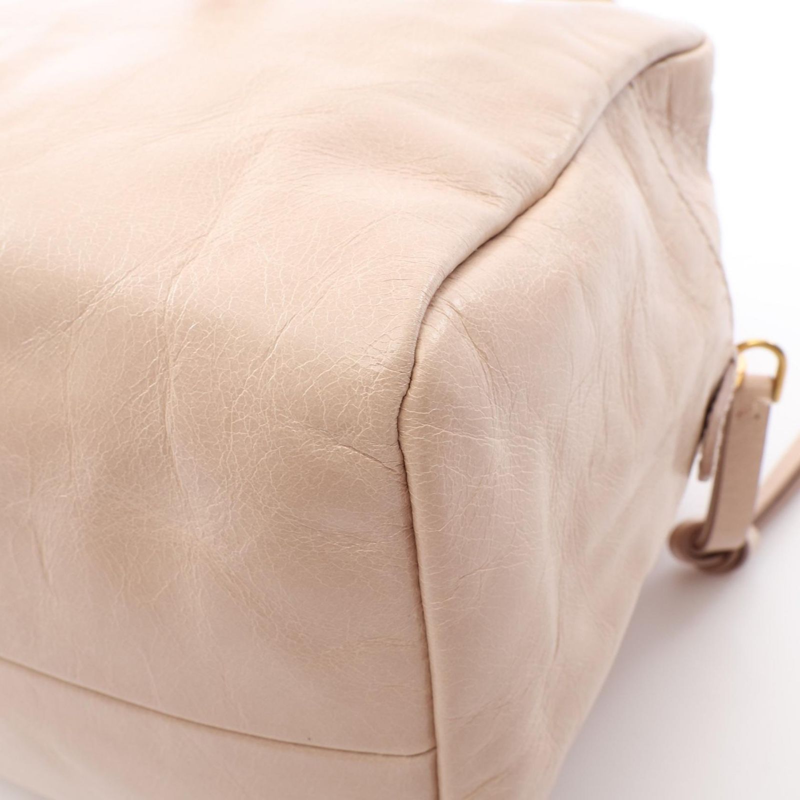 Prada Shoulder Bag Tangle Beige Leather Top Handle — view 7