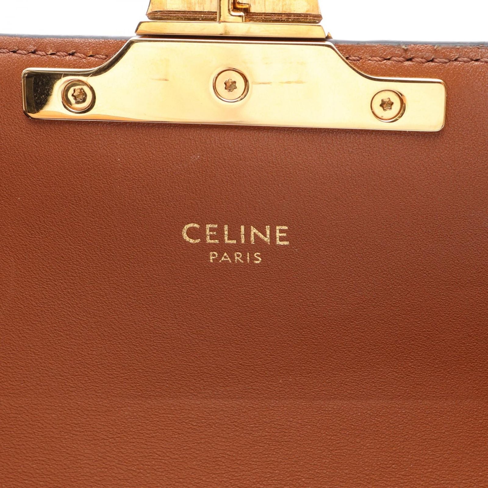 Celine Shoulder Bag Claude Triomphe Dark Brown Canvas Leather — view 4
