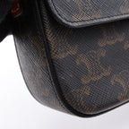 Celine Shoulder Bag Claude Triomphe Dark Brown Canvas Leather — view 9