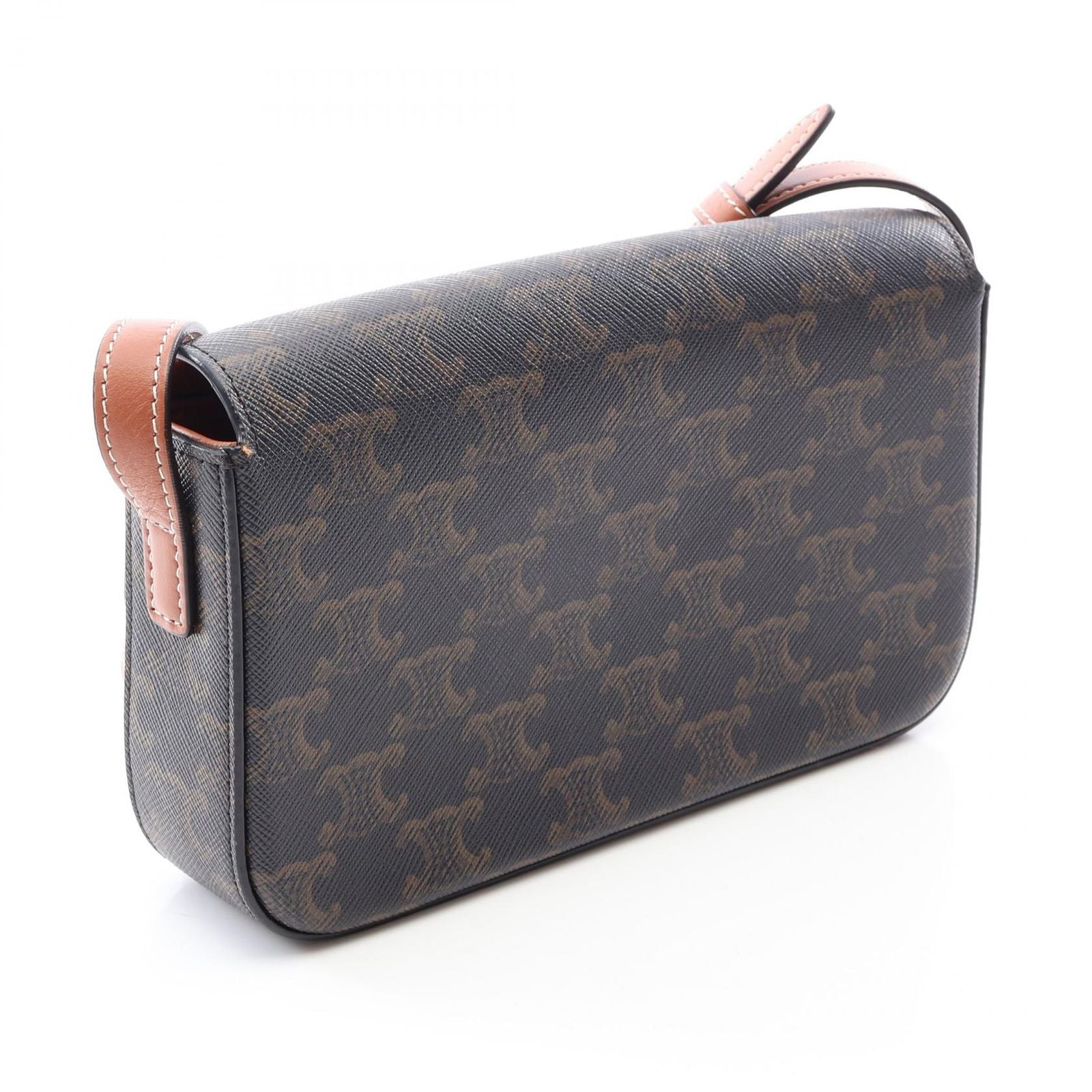 Celine Shoulder Bag Claude Triomphe Dark Brown Canvas Leather — view 2