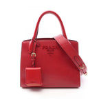 Prada Handbag Monochrome 2-Way Red Saffiano Leather