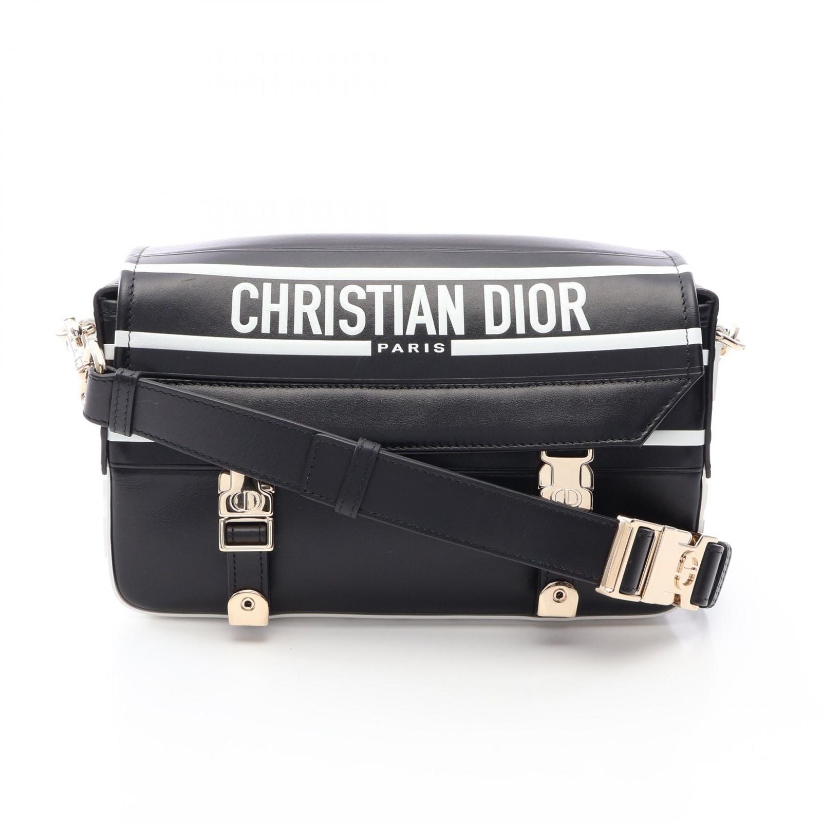 Dior Shoulder Bag Camp White Black Leather Small