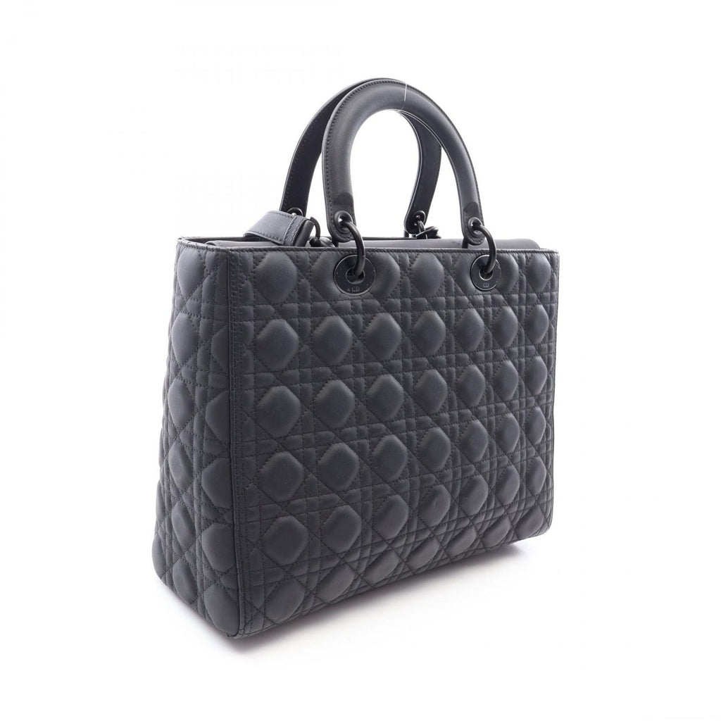 Dior Handbag Lady Dior Large Cannage Matte 2-Way Black Leather Lady Dior Tote — view 2