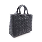 Dior Handbag Lady Dior Large Cannage Matte 2-Way Black Leather Lady Dior Tote — view 2
