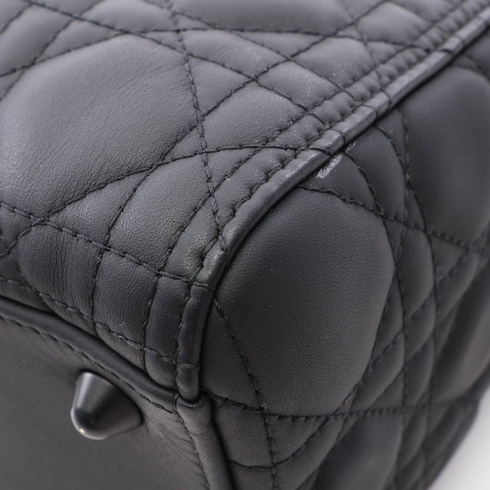 Dior Handbag Lady Dior Large Cannage Matte 2-Way Black Leather Lady Dior Tote — view 6