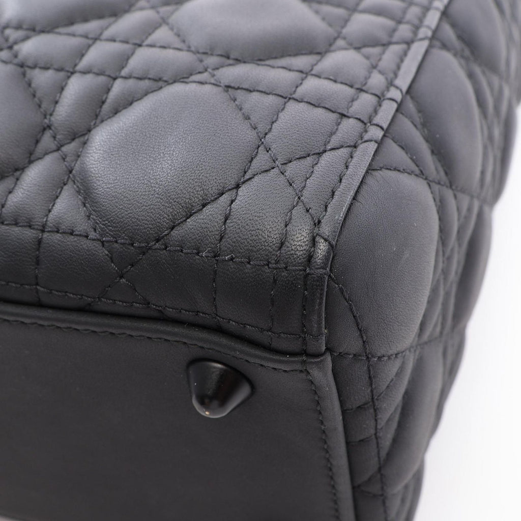 Dior Handbag Lady Dior Large Cannage Matte 2-Way Black Leather Lady Dior Tote — view 5