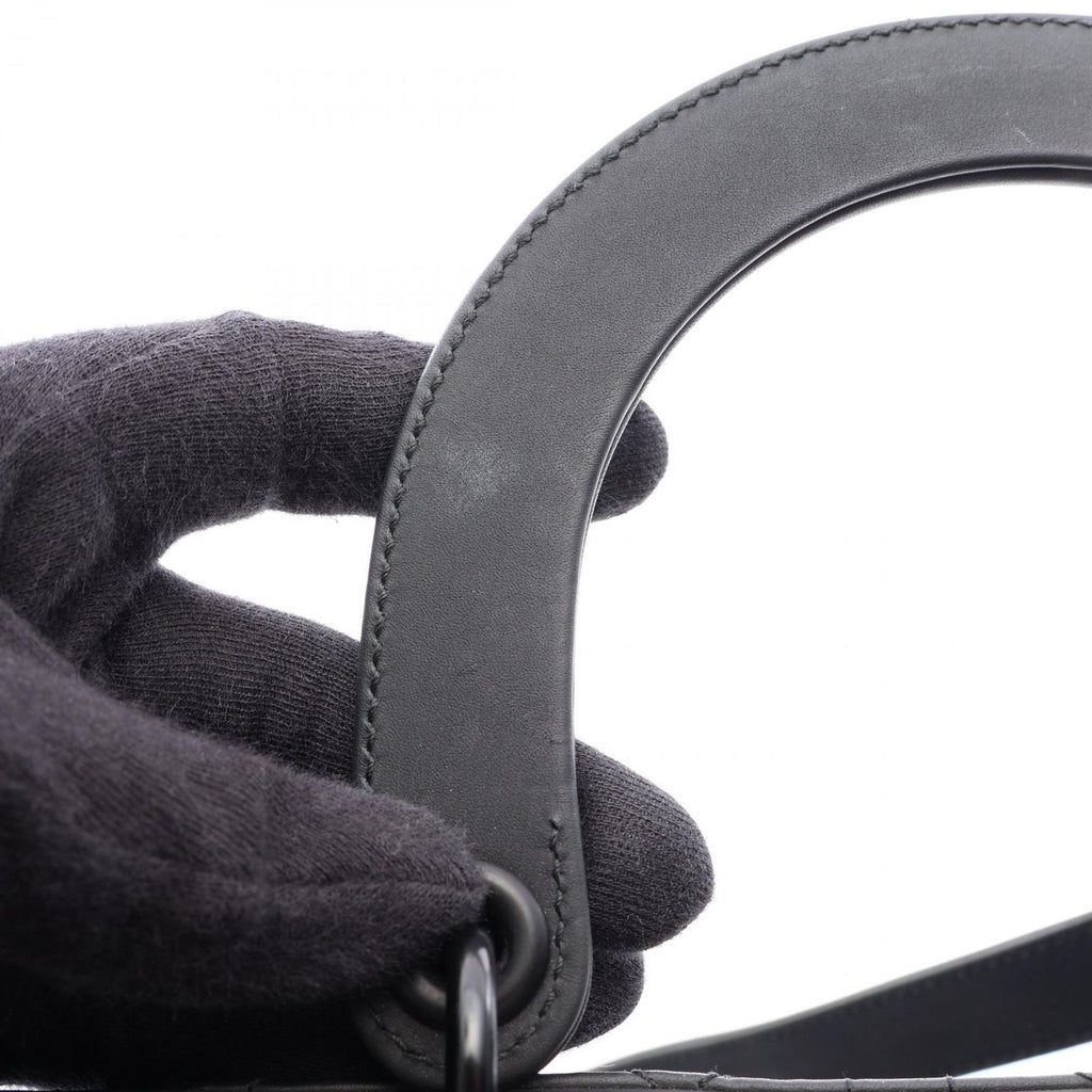 Dior Handbag Lady Dior Large Cannage Matte 2-Way Black Leather Lady Dior Tote — view 8