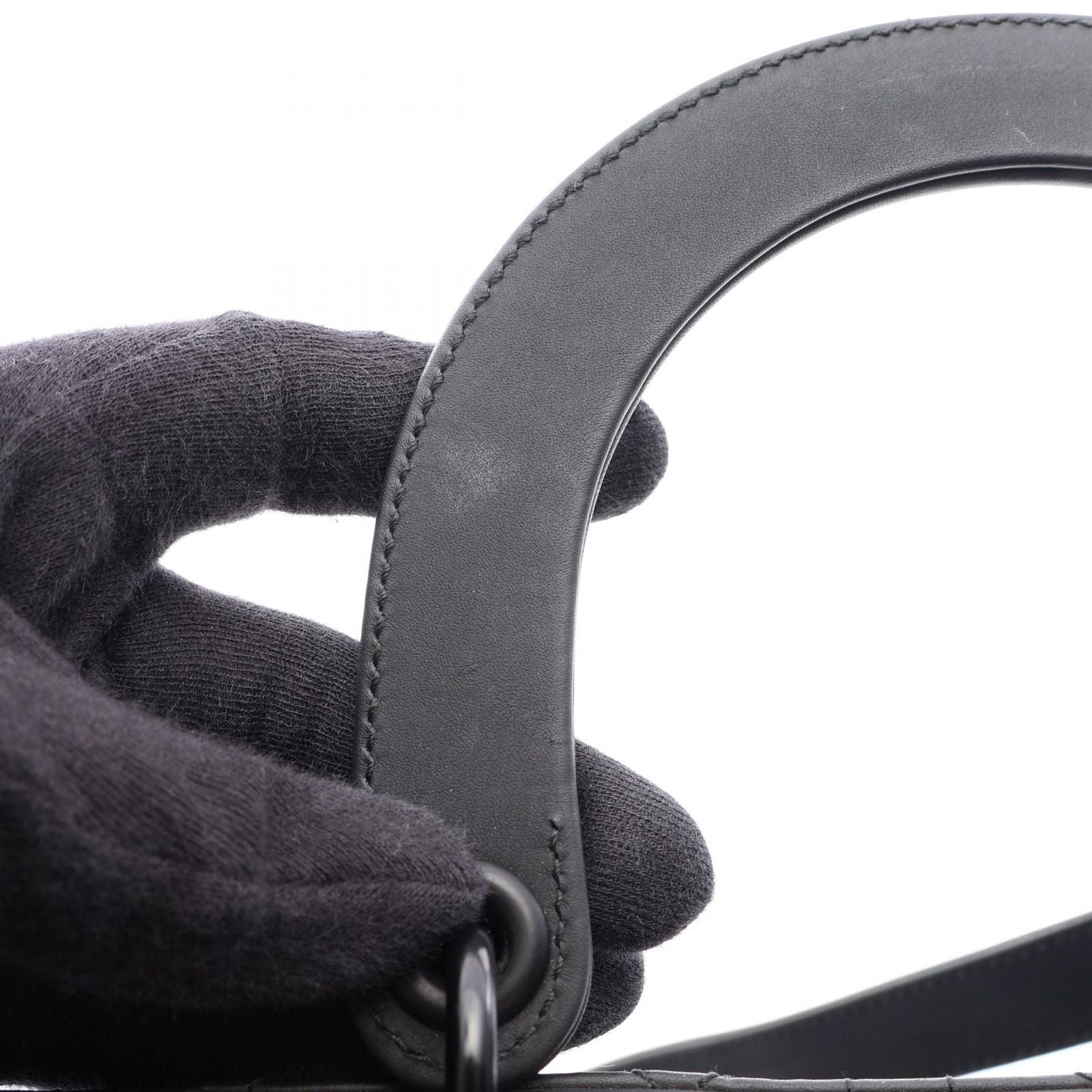 Dior Handbag Lady Dior Large Cannage Matte 2-Way Black Leather Lady Dior Tote — view 8