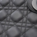 Dior Handbag Lady Dior Large Cannage Matte 2-Way Black Leather Lady Dior Tote — view 7
