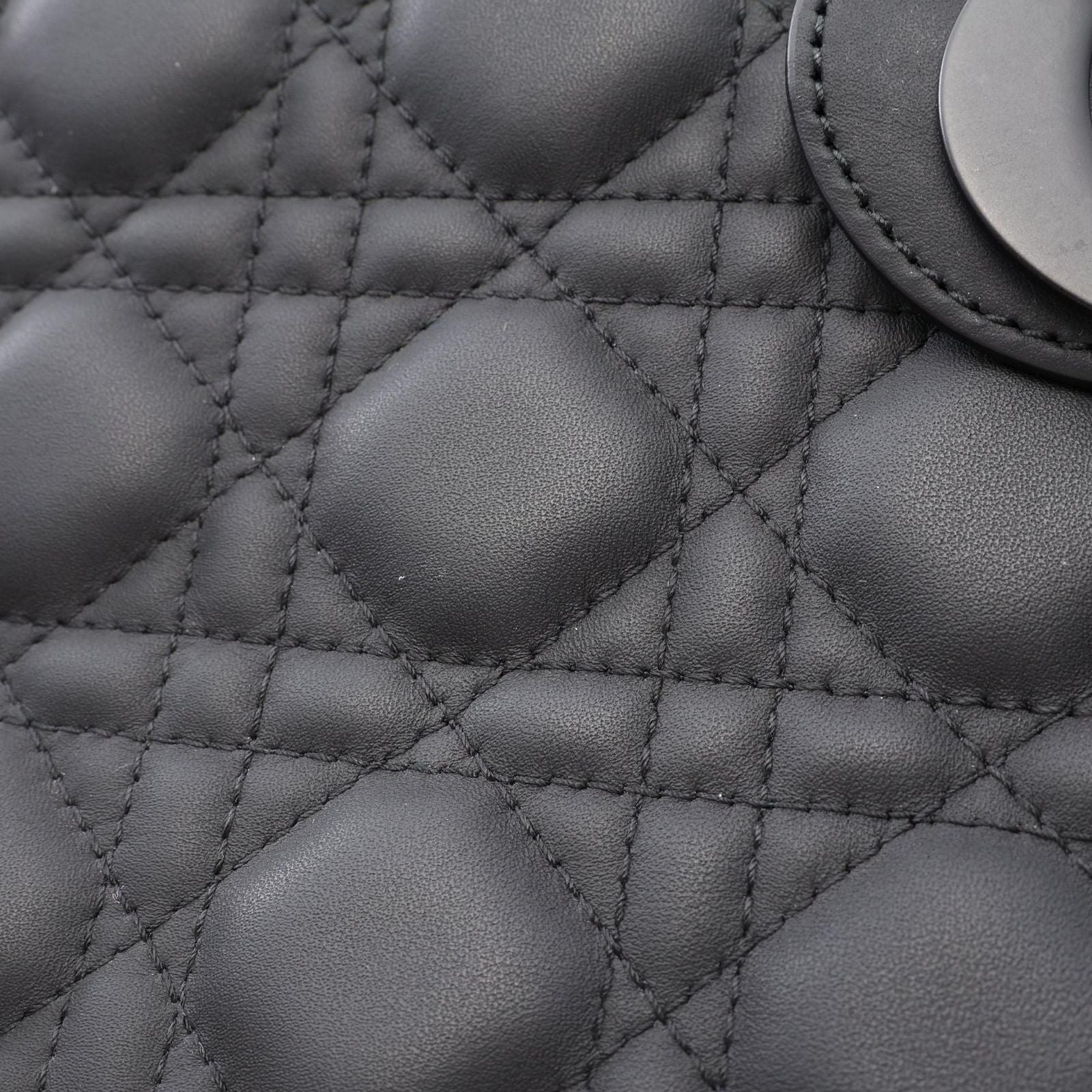 Dior Handbag Lady Dior Large Cannage Matte 2-Way Black Leather Lady Dior Tote — view 7