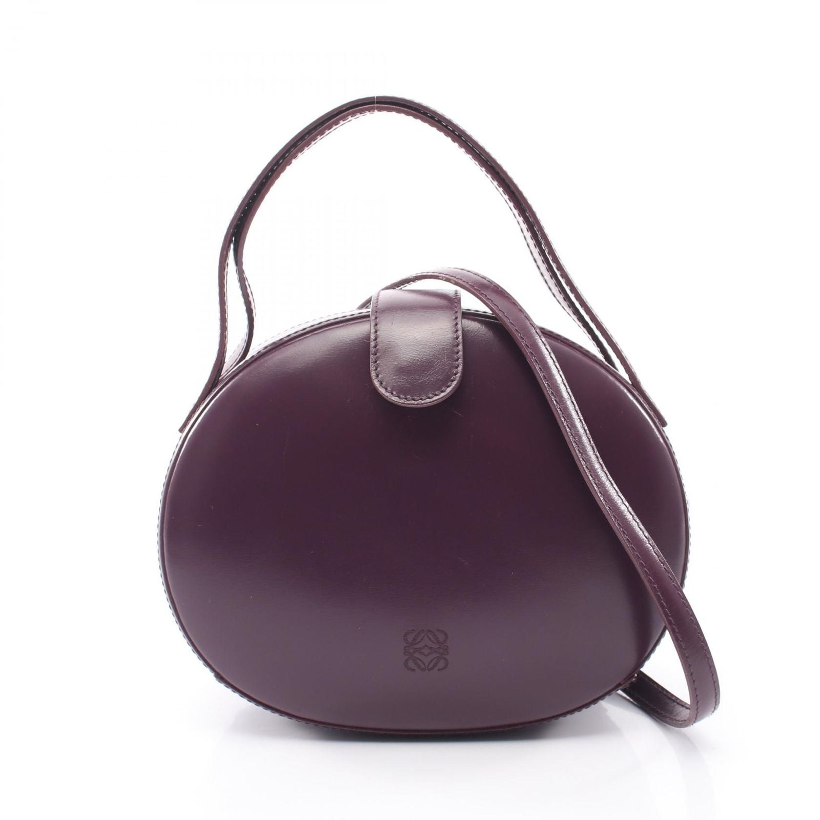Loewe Handbag Anagram 2-Way Purple Leather Shoulder