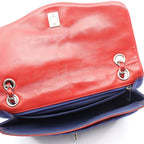 Chanel Shoulder Bag Blanc Stitch Lion Navy Red Leather Double Chain — view 8