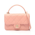 Chanel Shoulder Bag Quilted Top Handle 2-Way Smoky Pink Leather Flap