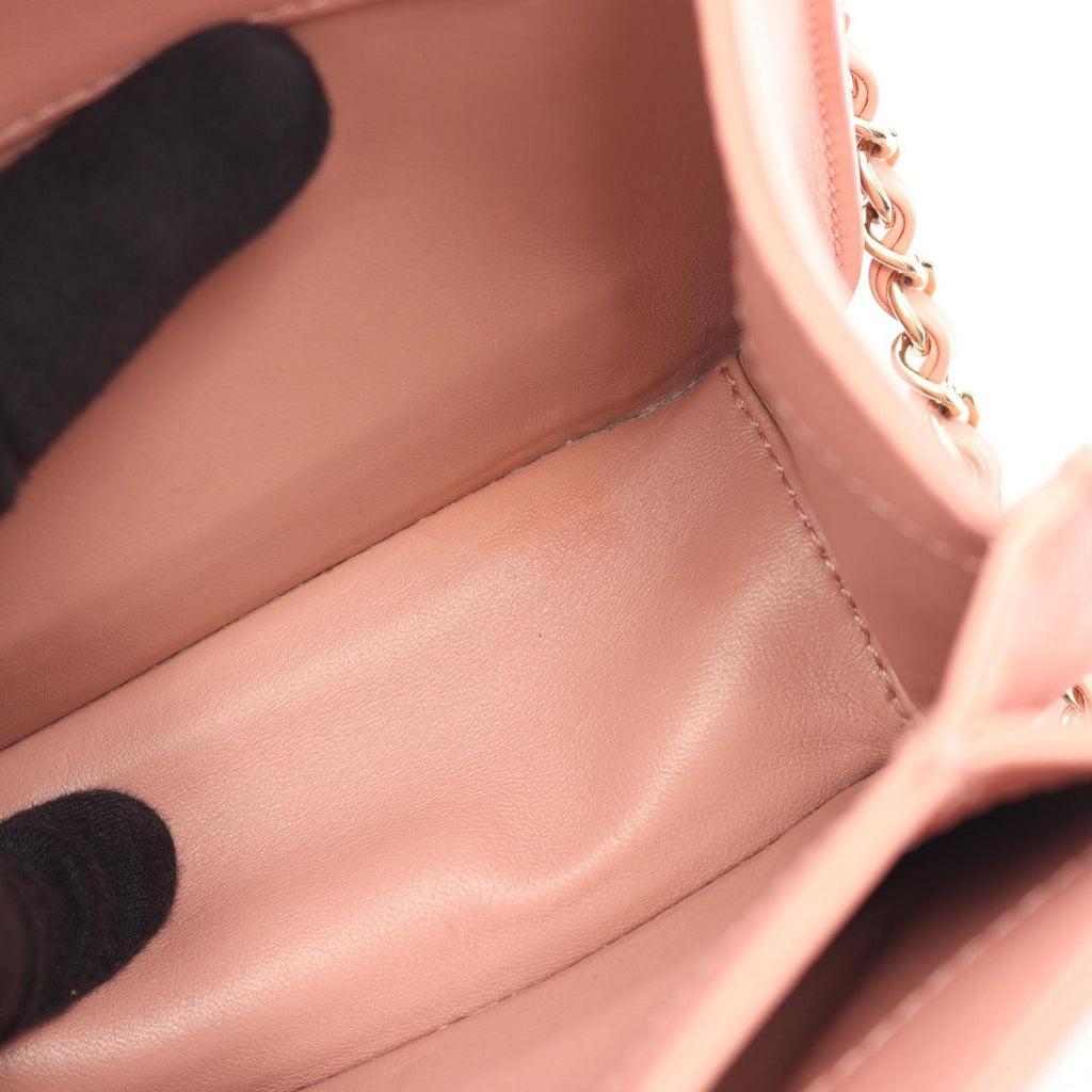 Chanel Shoulder Bag Quilted Top Handle 2-Way Smoky Pink Leather Flap — view 8
