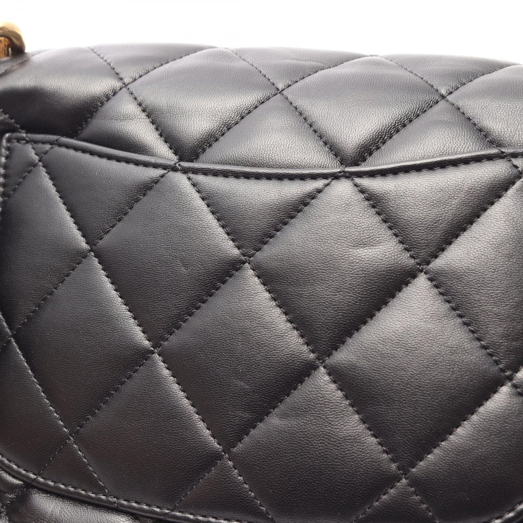 Chanel Shoulder Bag Large Flap Quilted Black Lambskin Chain — view 9