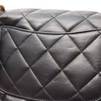 Chanel Shoulder Bag Large Flap Quilted Black Lambskin Chain — view 9