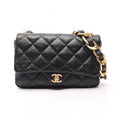 Chanel Shoulder Bag Large Flap Quilted Black Lambskin Chain