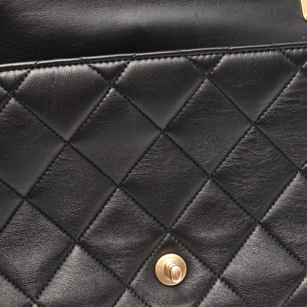 Chanel Shoulder Bag Large Flap Quilted Black Lambskin Chain — view 6