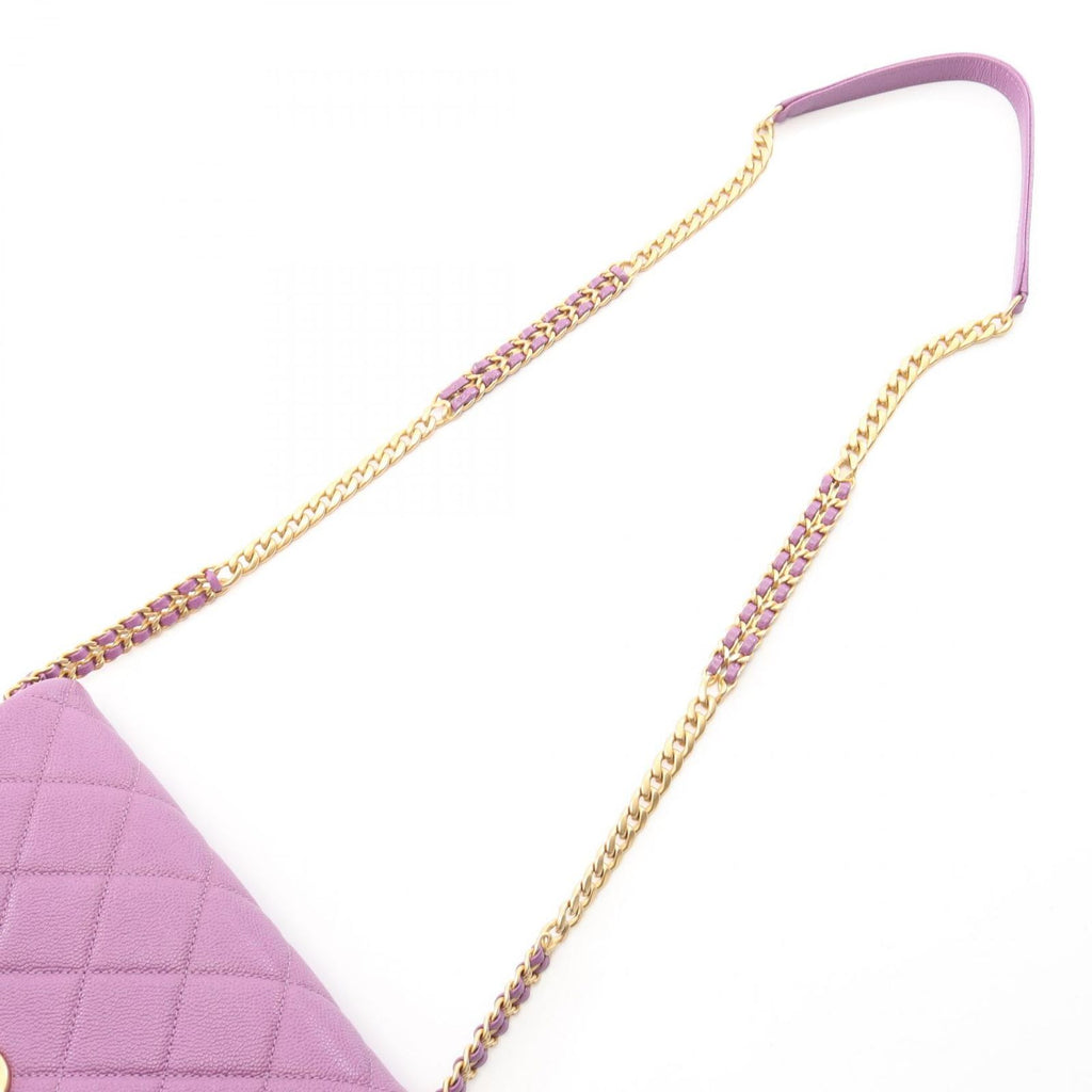 Chanel Shoulder Bag Quilted Small Flap Purple Caviar Leather Chain — view 8