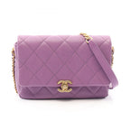 Chanel Shoulder Bag Quilted Small Flap Purple Caviar Leather Chain