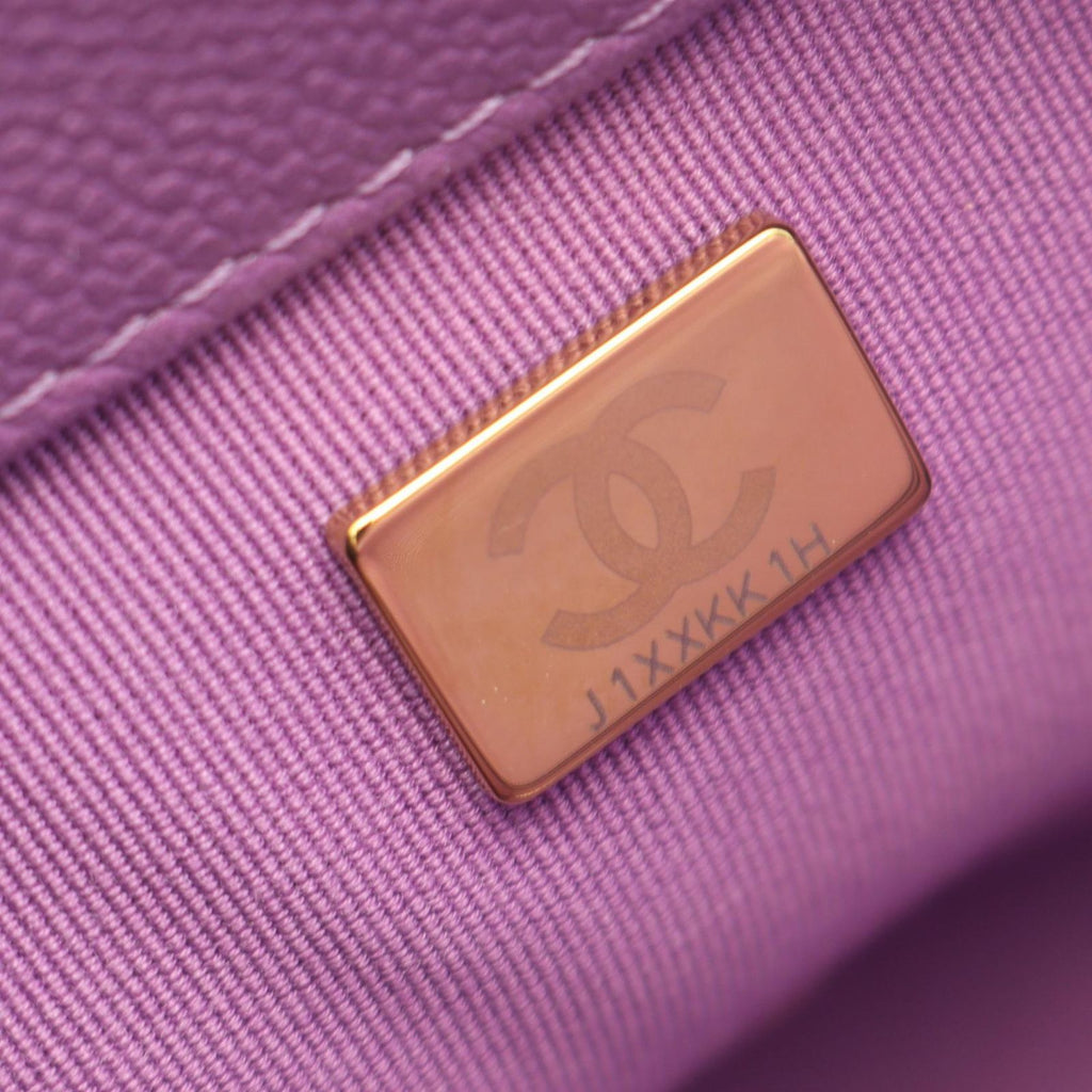 Chanel Shoulder Bag Quilted Small Flap Purple Caviar Leather Chain — view 5
