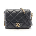 Chanel Shoulder Bag Quilted Small Flap Chain Black Lambskin