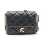 Chanel Shoulder Bag Quilted Small Flap Chain Black Lambskin