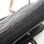 Chanel Shoulder Bag Quilted Small Flap Chain Black Lambskin — view 9