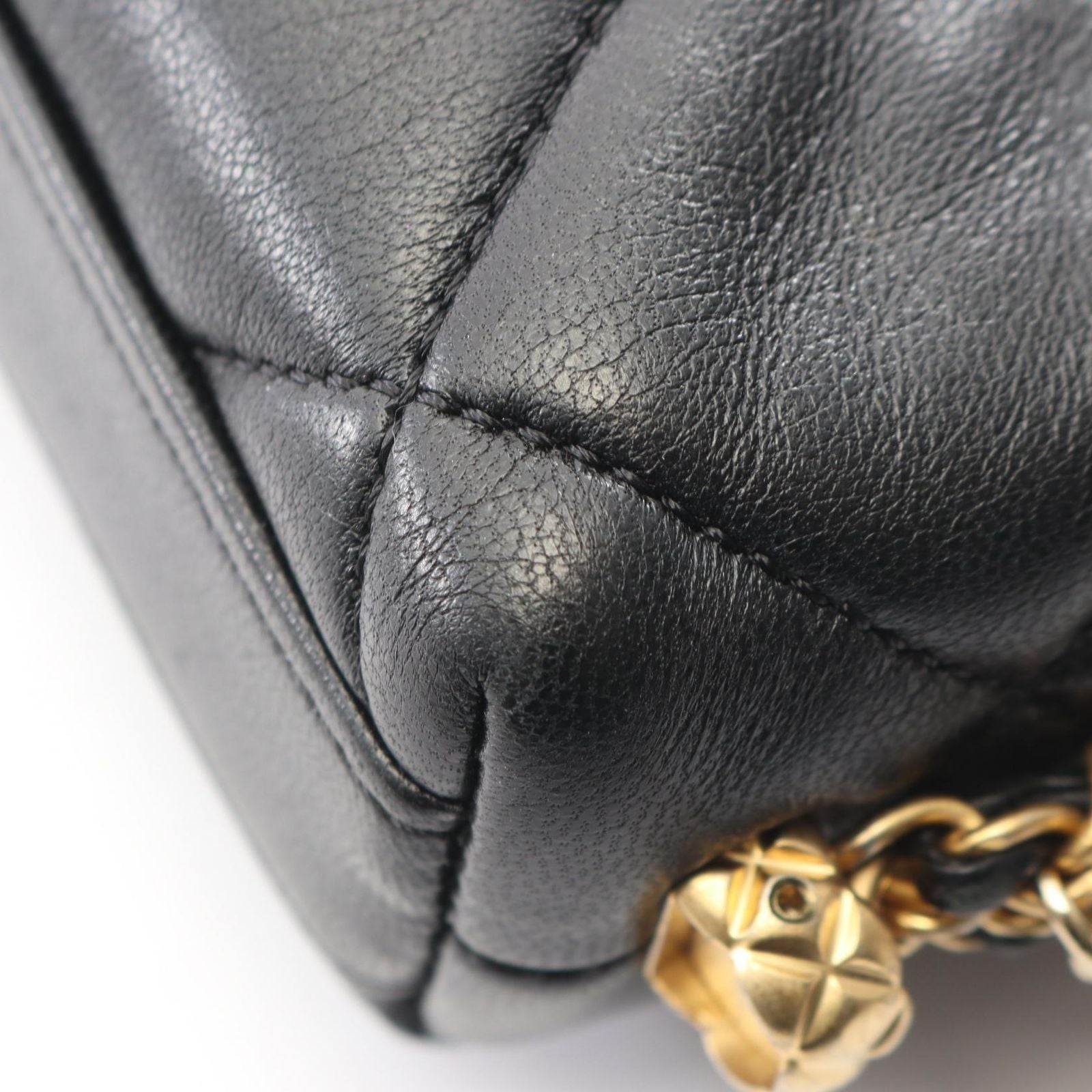 Chanel Shoulder Bag Quilted Small Flap Chain Black Lambskin — view 8