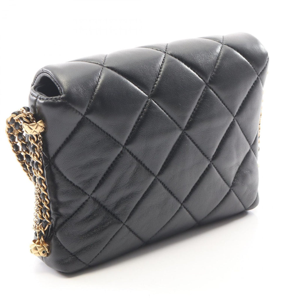 Chanel Shoulder Bag Quilted Small Flap Chain Black Lambskin — view 2