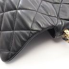 Chanel Shoulder Bag Quilted Small Flap Chain Black Lambskin — view 7
