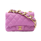 Chanel Shoulder Bag Quilted Purple Lambskin Small Flap Chain