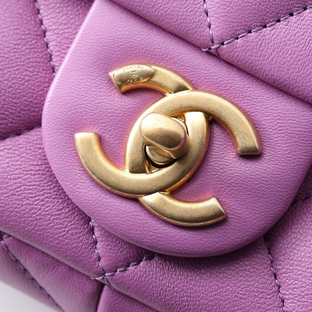 Chanel Shoulder Bag Quilted Purple Lambskin Small Flap Chain — view 9
