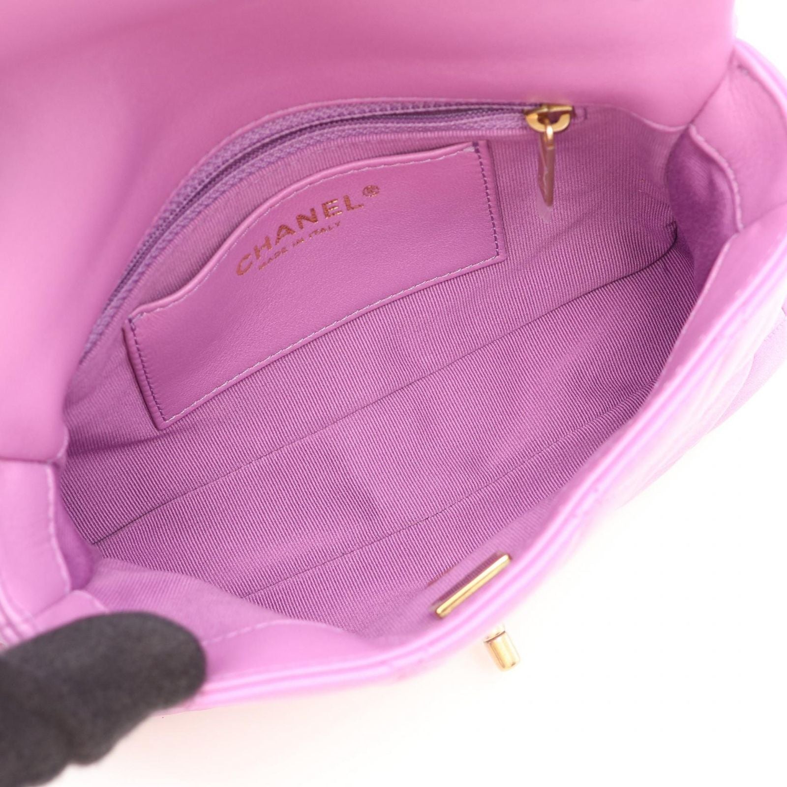 Chanel Shoulder Bag Quilted Purple Lambskin Small Flap Chain — view 3