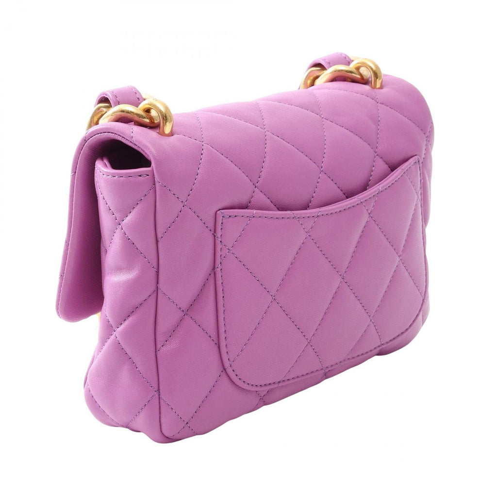 Chanel Shoulder Bag Quilted Purple Lambskin Small Flap Chain — view 2