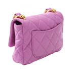 Chanel Shoulder Bag Quilted Purple Lambskin Small Flap Chain — view 2