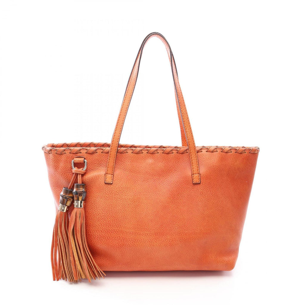 Gucci Tote Bamboo with Tassel Charm Orange Leather with