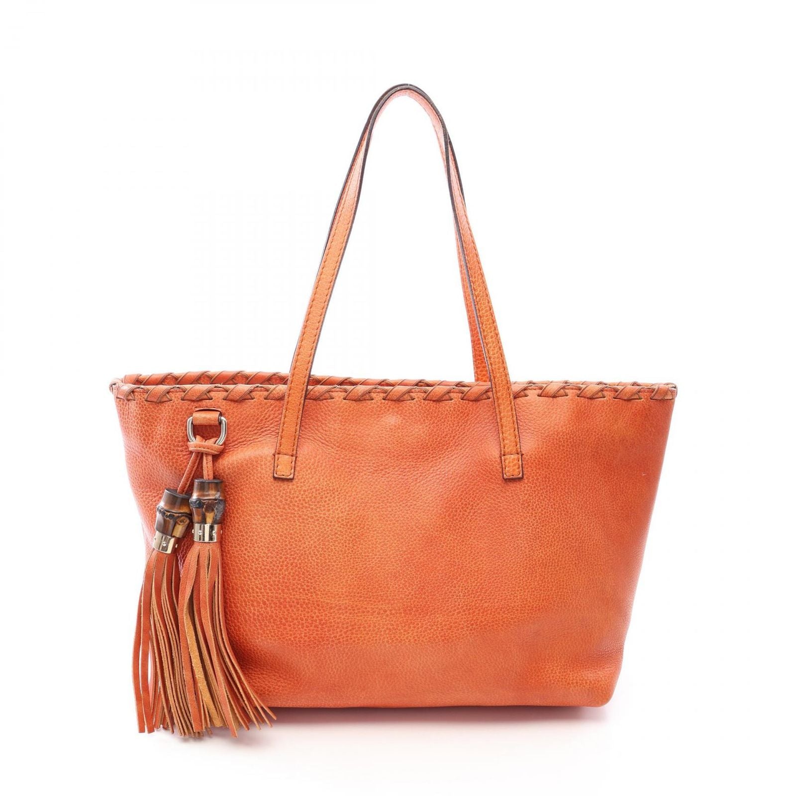 Gucci Tote Bamboo with Tassel Charm Orange Leather with