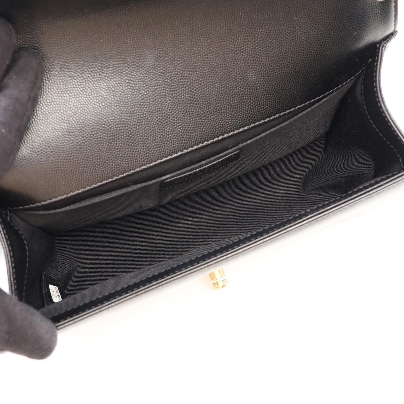 Chanel Shoulder Bag Boy Black Caviar Leather Boy Chain — view 3